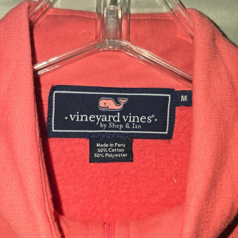 Vineyard Vines Pullover Medium Women Coral Pink Quarter Zip Whale Logo 1K0602 - Picture 5 of 11